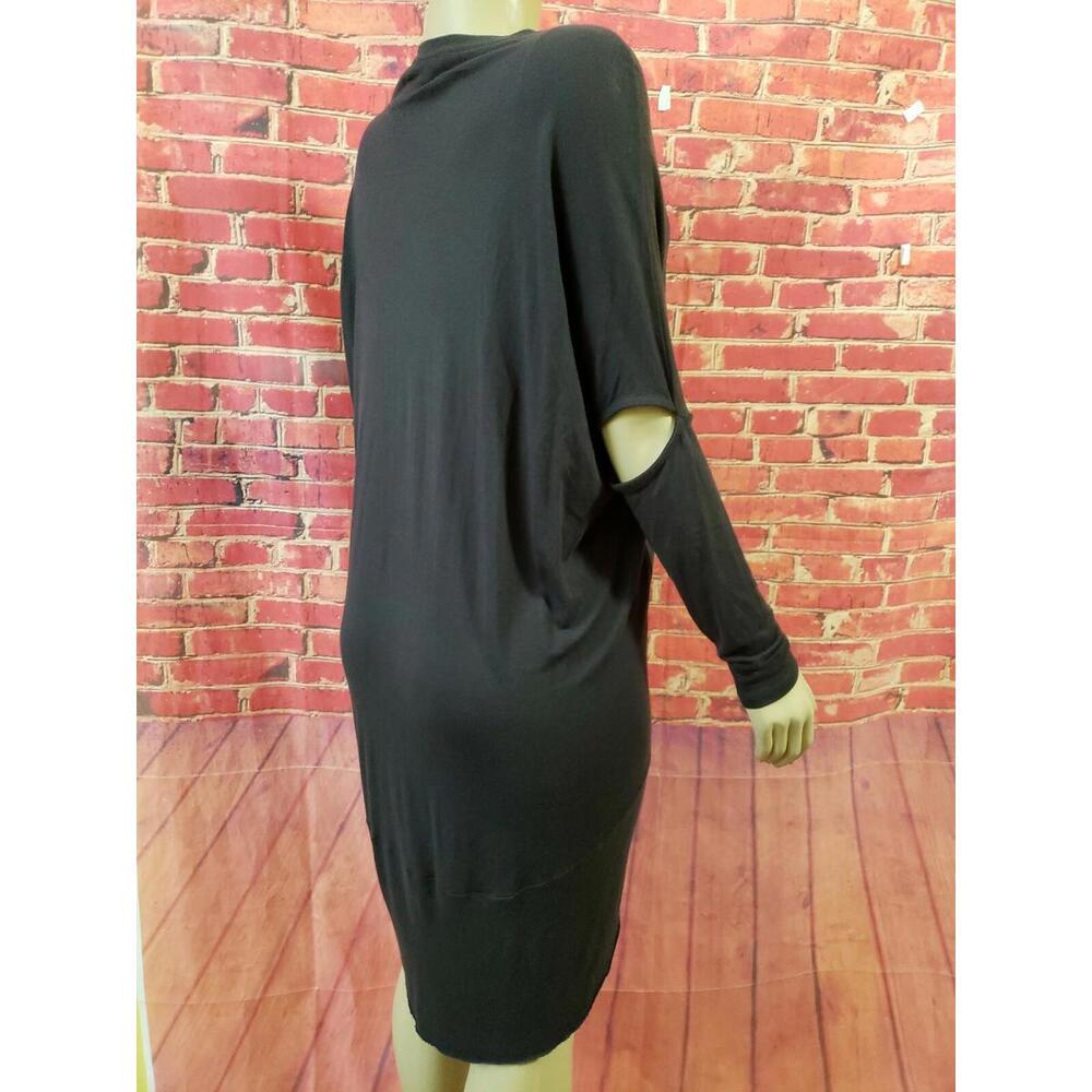 AllSaints HALE Long Sleeve washed black Women Shirt Dress cutouts elbows. Size M - Picture 5 of 10